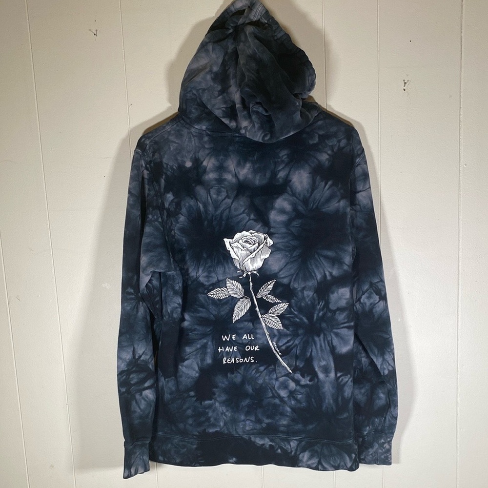 Melodie‎ reasons black tie Dye Hoodie with Rose Design size small unisex